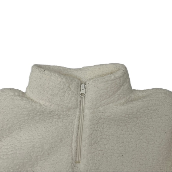 The Children's Place L (10/12) White Faux Fur Fleece Jacket Full Zip Coat Sweate - Picture 3 of 9